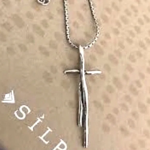 Silpada Vintage RARE Sterling Silver Twisted Cross Necklace - Picture 3 of 10